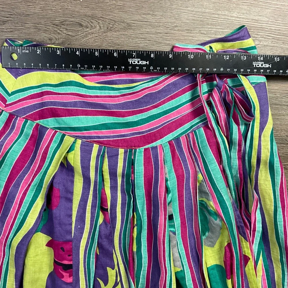 Soft Surroundings 100% Linen Floral Striped Maxi Skirt TS Tall Small Pink Purple